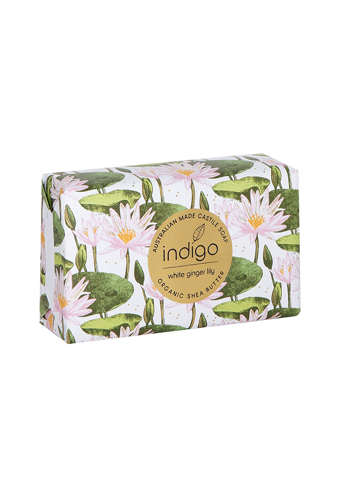 Organic Shea Butter Soap in White Ginger Lily Lily Pattern cards only